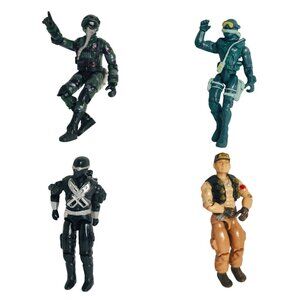 Vtg G.I. Joe Stem Roller & Snake Eye Plus A Pilot Soldier Articulated Collectibl